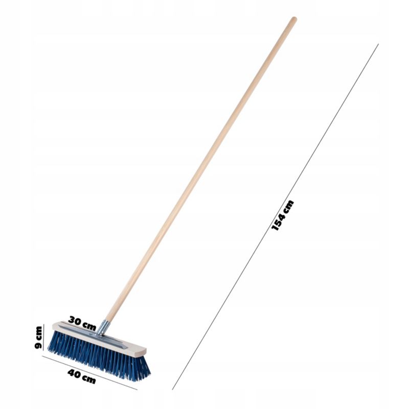 KADAX Gadefejebørste 40 cm til Fejning af Fortov og Fliser med Skraber 154 cm