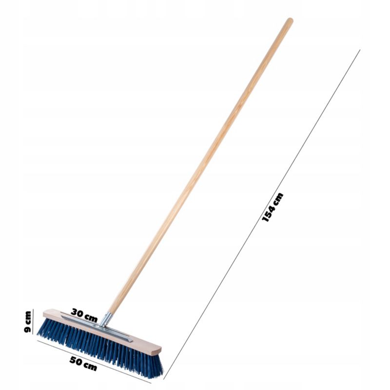 KADAX Gadefejebørste 50 cm til Fejning af Fortov og Fliser med Skraber 154 cm