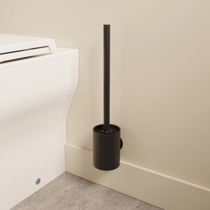 Toiletbørste med Holder Sort Rustfrit Stål 36,6 cm