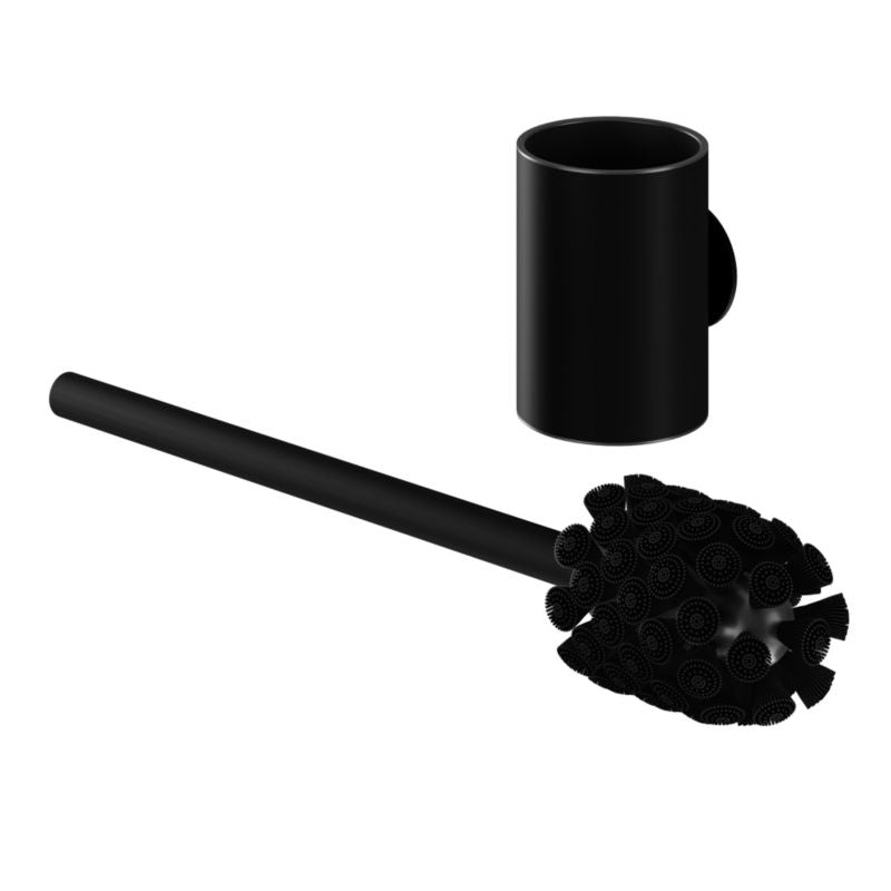 Toiletbørste med Holder Sort Rustfrit Stål 36,6 cm