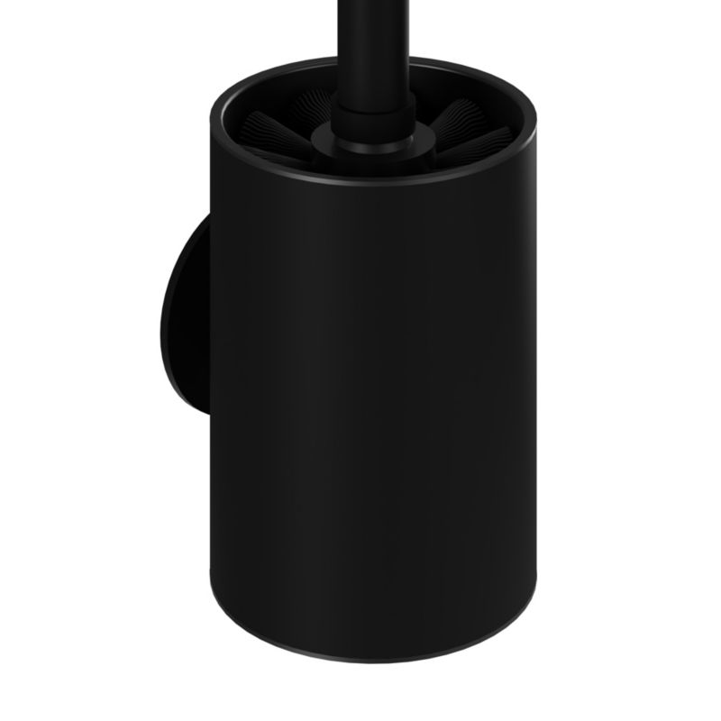 Toiletbørste med Holder Sort Rustfrit Stål 36,6 cm