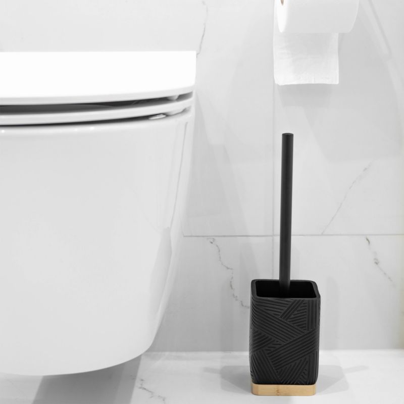 Toiletbørste Firkantet med Holder Sort Moderne 1 stk.