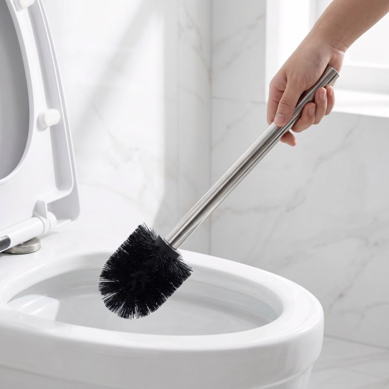 Toiletbørste Fritstående Sort Børstet Stål 33 cm