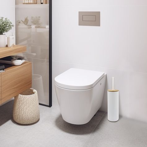 Toiletbørste Bambus Hvid Lukket 37,5 cm | P.MADERA-WHT