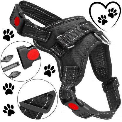 Trykfri sele til hund Springos str. L 36-55 kg justerbar sele sort 1 stk.