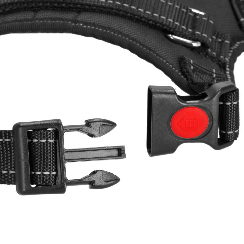 Trykfri sele til hund Springos str. M 19-35 kg, justerbar sele, sort vest, 1 stk.