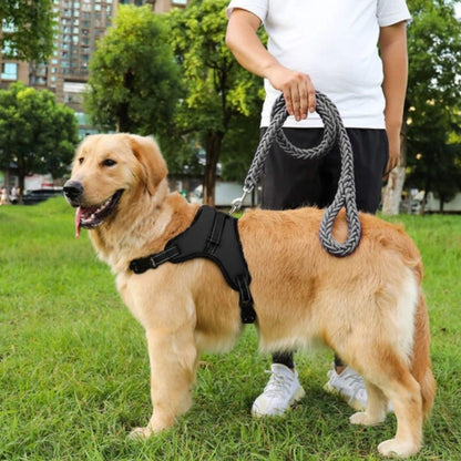Trykfri sele til hund Springos str. M 19-35 kg, justerbar sele, sort vest, 1 stk.