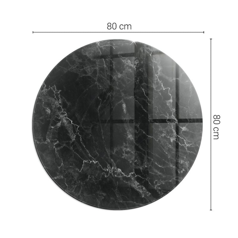 Gulvplade Hærdet Glas Rund Ø80 cm Marmormønster