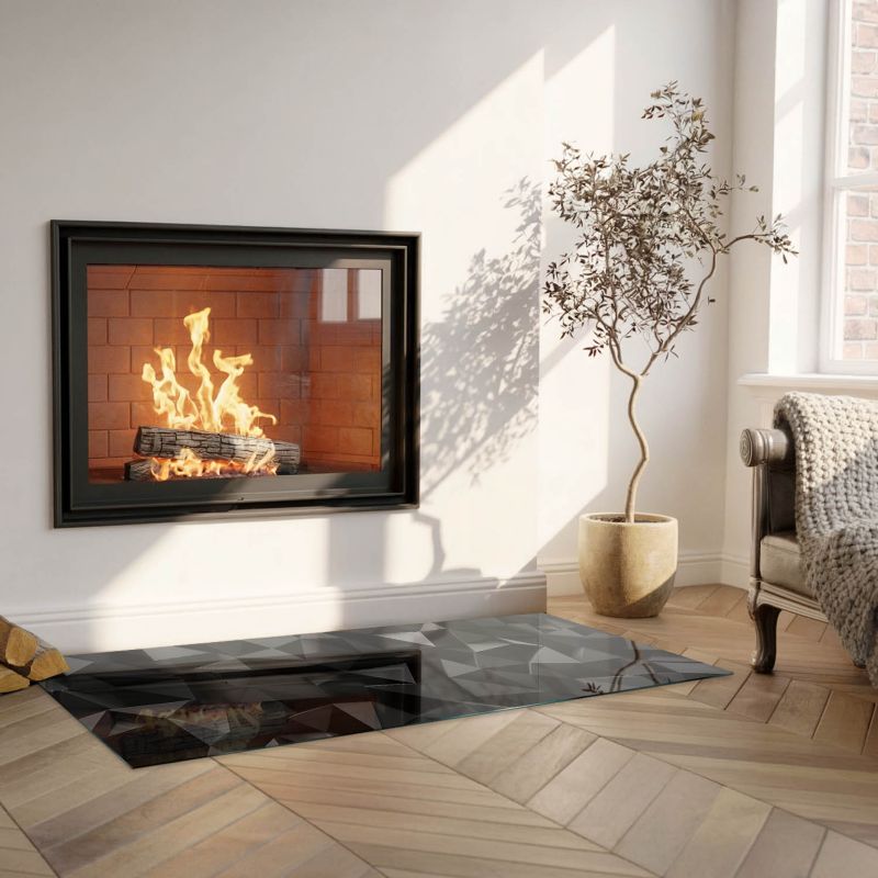 Gulvplade Hærdet Glas 125x50 cm Sort Geometrisk | 4070095996539
