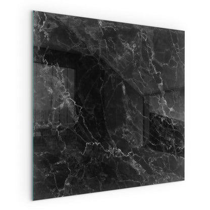 Gulvplade til Brændeovn Kvadrat 50x50 cm Marmorlook Sort