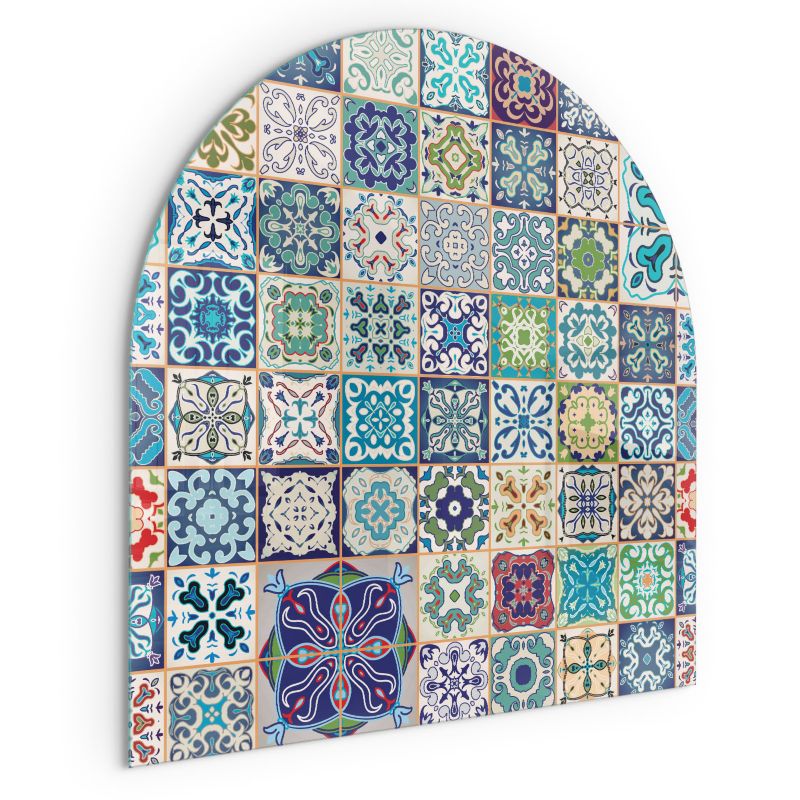 Gulvplade Glas Halvoval 100x100 cm Mosaikmønster Blå | 4070095801123