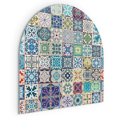 Gulvplade Glas Halvoval 100x100 cm Mosaikmønster Blå | 4070095801123