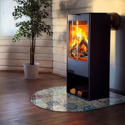 Gulvplade Glas Halvoval 100x100 cm Mosaikmønster Blå | 4070095801123