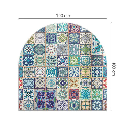 Gulvplade Glas Halvoval 100x100 cm Mosaikmønster Blå | 4070095801123