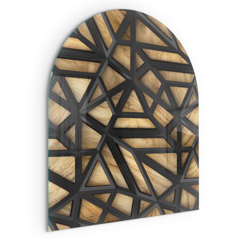 Glasgulvplade Halvoval 80x70 cm Træmønster