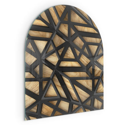 Glasgulvplade Halvoval 80x70 cm Træmønster