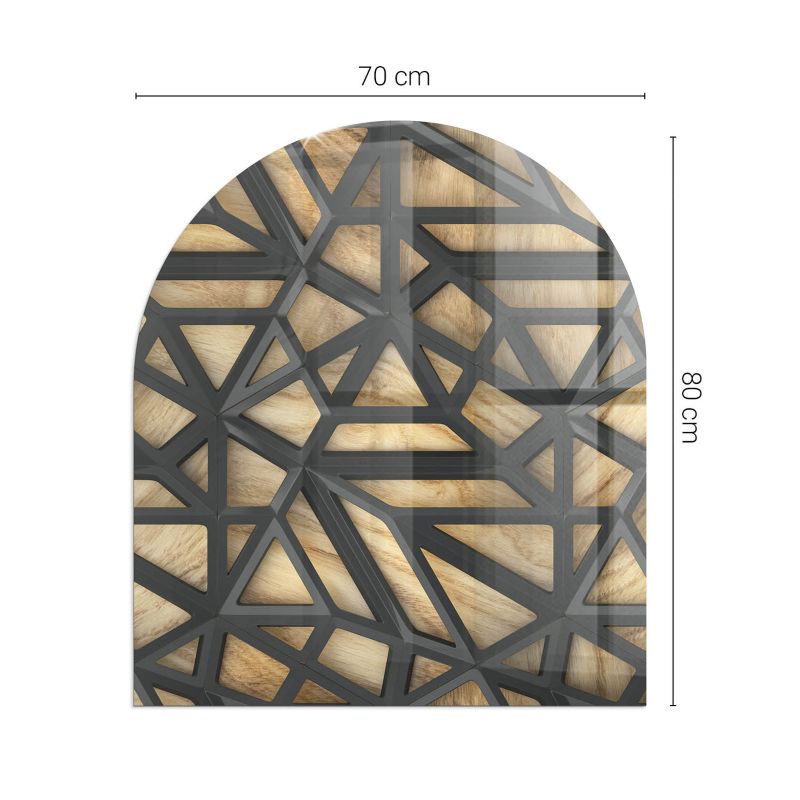 Glasgulvplade Halvoval 80x70 cm Træmønster
