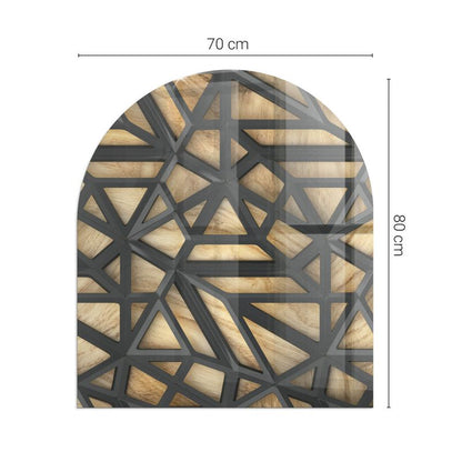 Glasgulvplade Halvoval 80x70 cm Træmønster