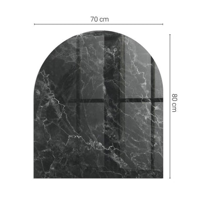 Gulvplade Glas Halvoval 80x70 cm Marmorlook