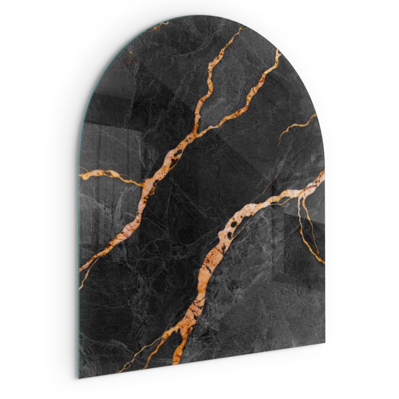 Glasgulvplade Halvoval 80x70 cm Marmorlook | 4070095812822