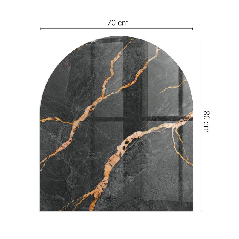 Glasgulvplade Halvoval 80x70 cm Marmorlook | 4070095812822