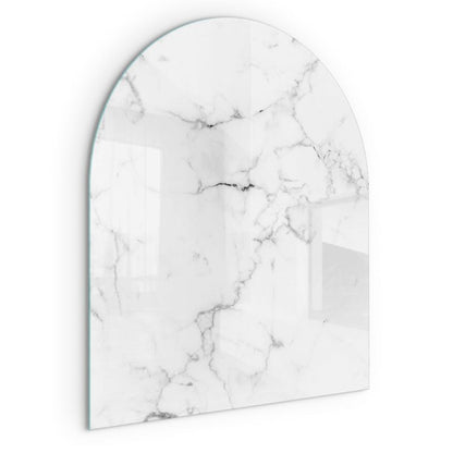 Glasplade til Brændeovn Halvoval 80x70 cm Marmor Hvid | 4070095813287