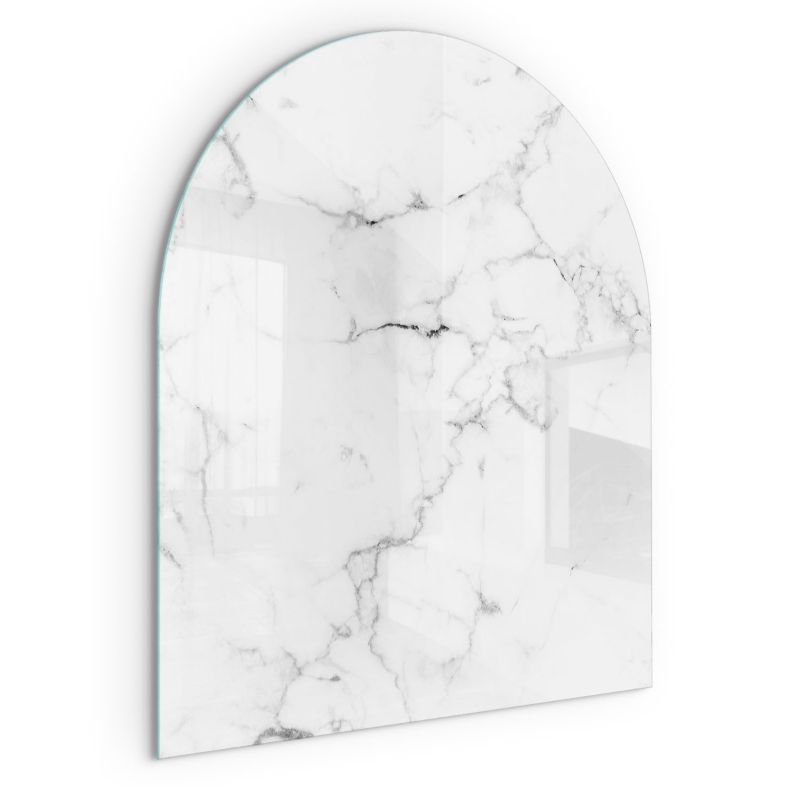 Glasplade til Brændeovn Halvoval 80x70 cm Marmor Hvid | 4070095813287
