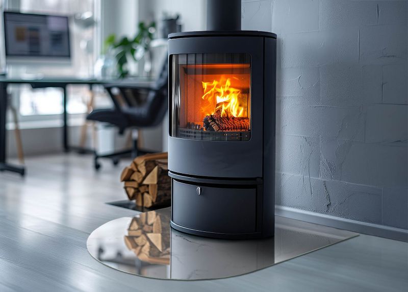 Glasplade til Brændeovn Halvoval 80x70 cm Marmor Hvid | 4070095813287