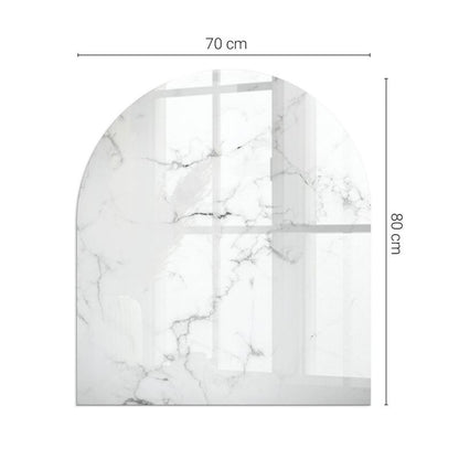 Glasplade til Brændeovn Halvoval 80x70 cm Marmor Hvid | 4070095813287