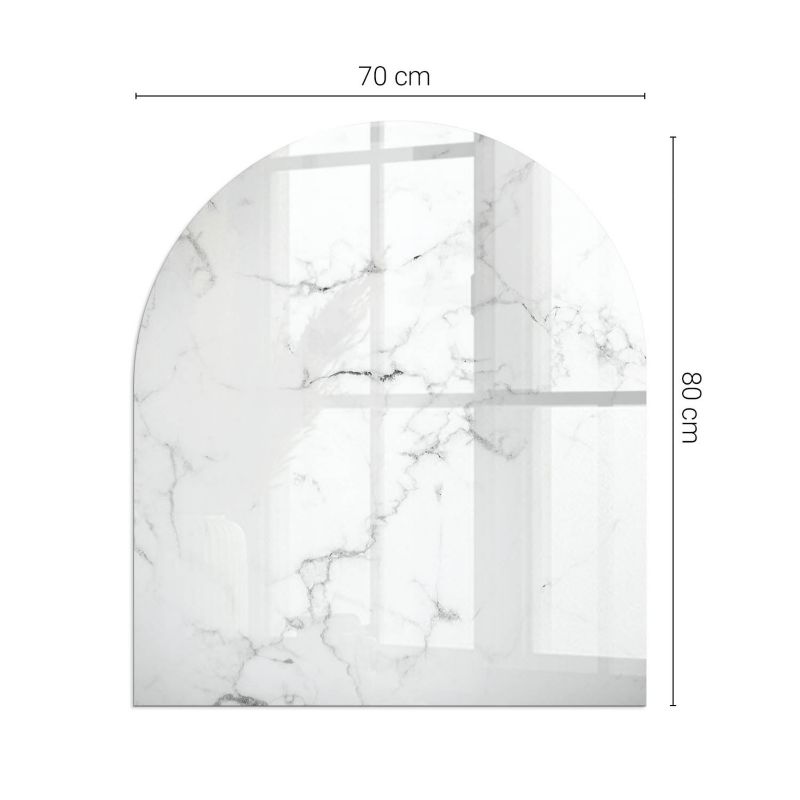 Glasplade til Brændeovn Halvoval 80x70 cm Marmor Hvid | 4070095813287
