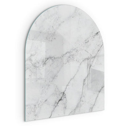 Glasplade til Brændeovn Halvoval 80x70 cm Marmor Hvid | 4070095813027