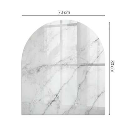 Glasplade til Brændeovn Halvoval 80x70 cm Marmor Hvid | 4070095813027