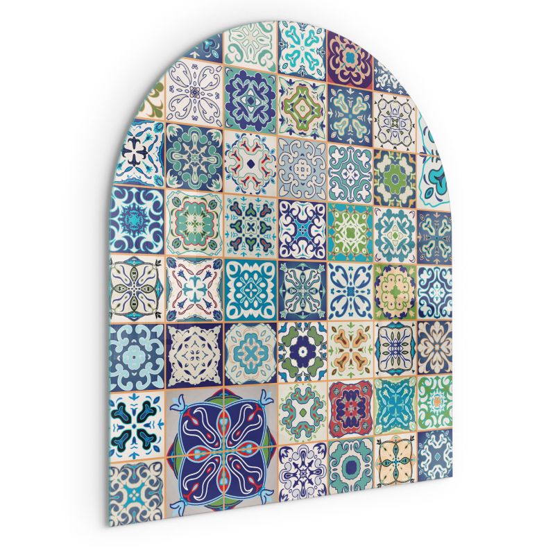 Gulvplade til Brændeovn Halvoval 80x70 cm Glas Mosaik