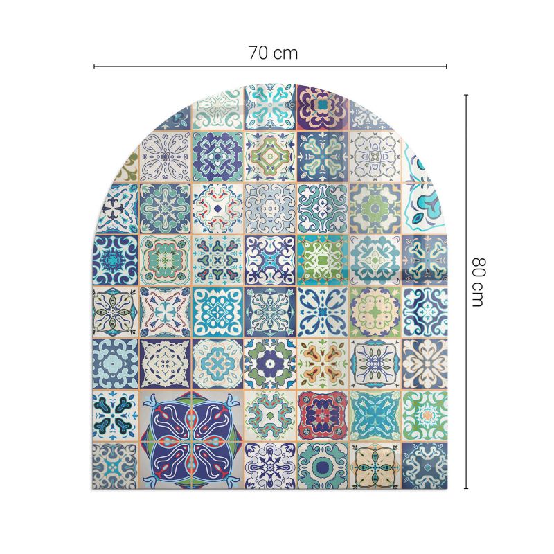 Gulvplade til Brændeovn Halvoval 80x70 cm Glas Mosaik