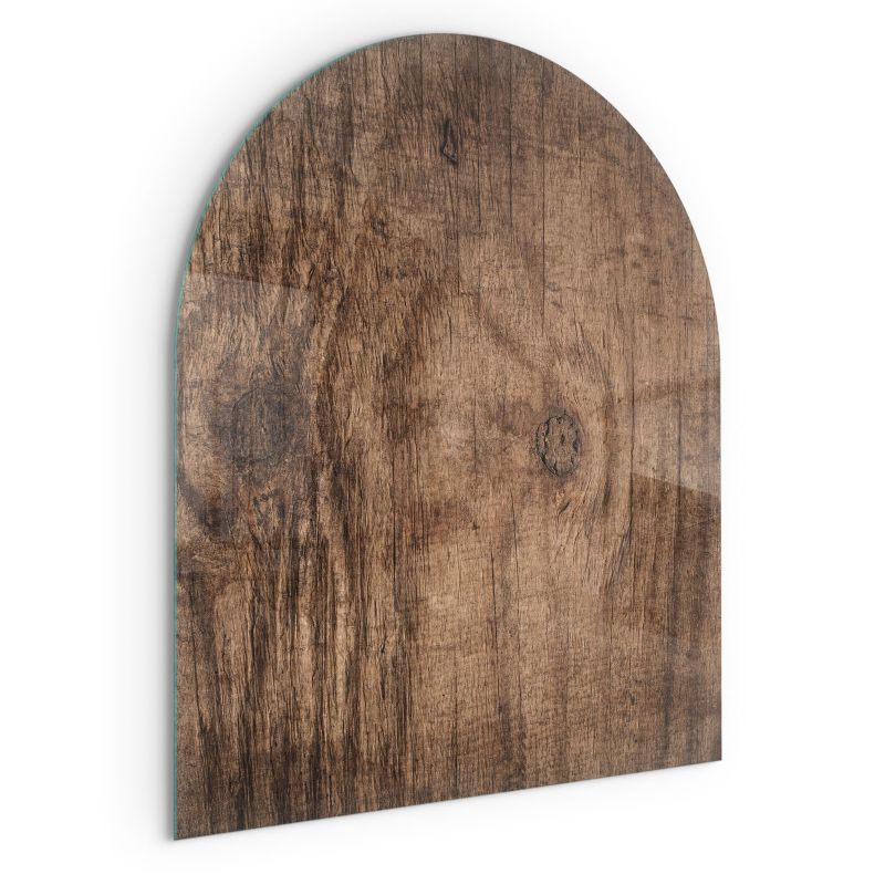 Gulvplade Glas Halvoval 80x70 cm Træstruktur