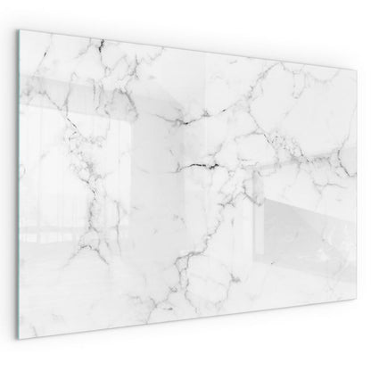 Pejsedækplade i Glas 60x40 cm Marmormønster Hvid