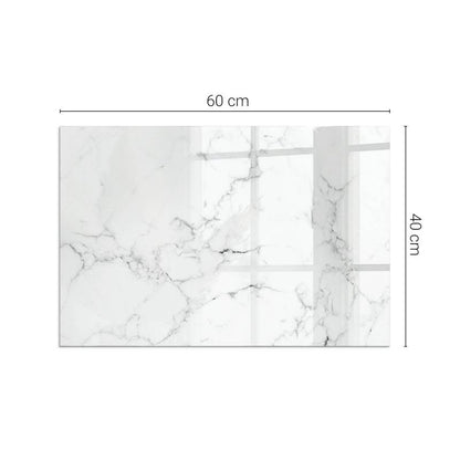 Pejsedækplade i Glas 60x40 cm Marmormønster Hvid