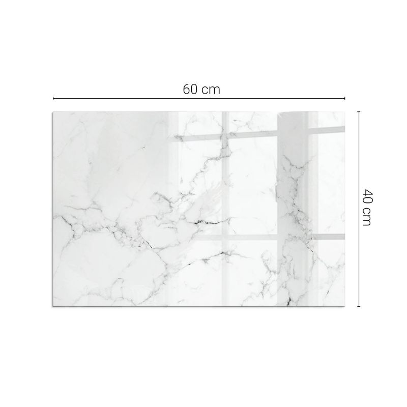 Pejsedækplade i Glas 60x40 cm Marmormønster Hvid