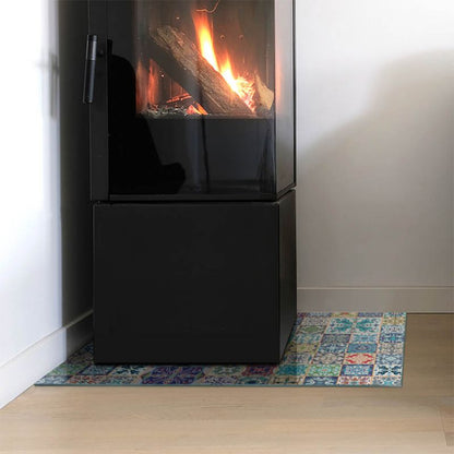 Glasplade til Brændeovn Rektangulær 60x40 cm Mosaikmønster Blå | 4070095805121