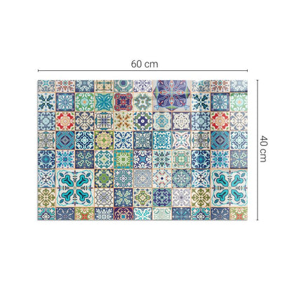 Glasplade til Brændeovn Rektangulær 60x40 cm Mosaikmønster Blå | 4070095805121