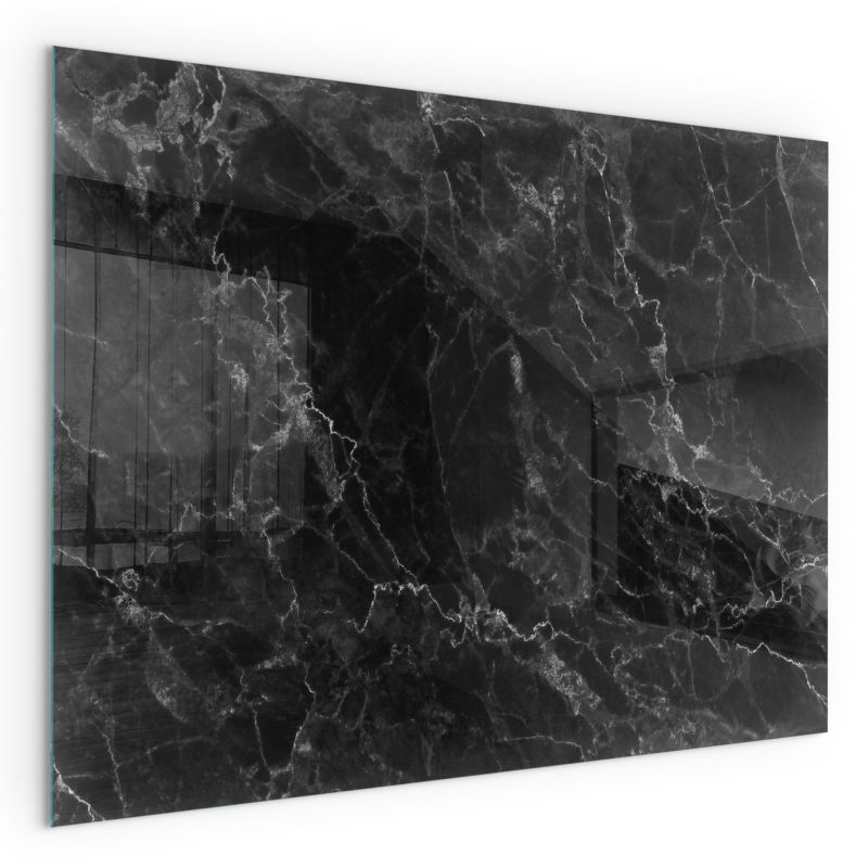 Pejseplade Glas Rektangulær 80x60 cm Marmorlook
