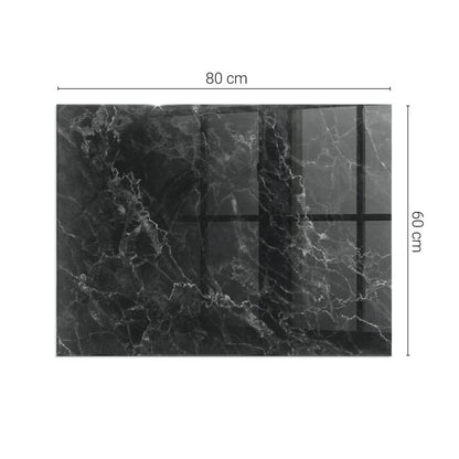 Pejseplade Glas Rektangulær 80x60 cm Marmorlook