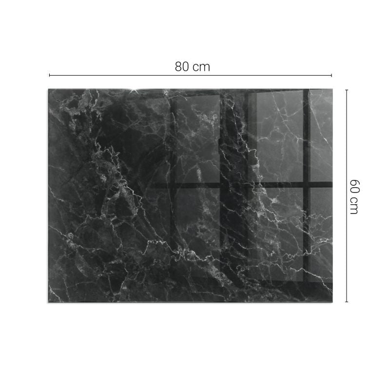 Pejseplade Glas Rektangulær 80x60 cm Marmorlook