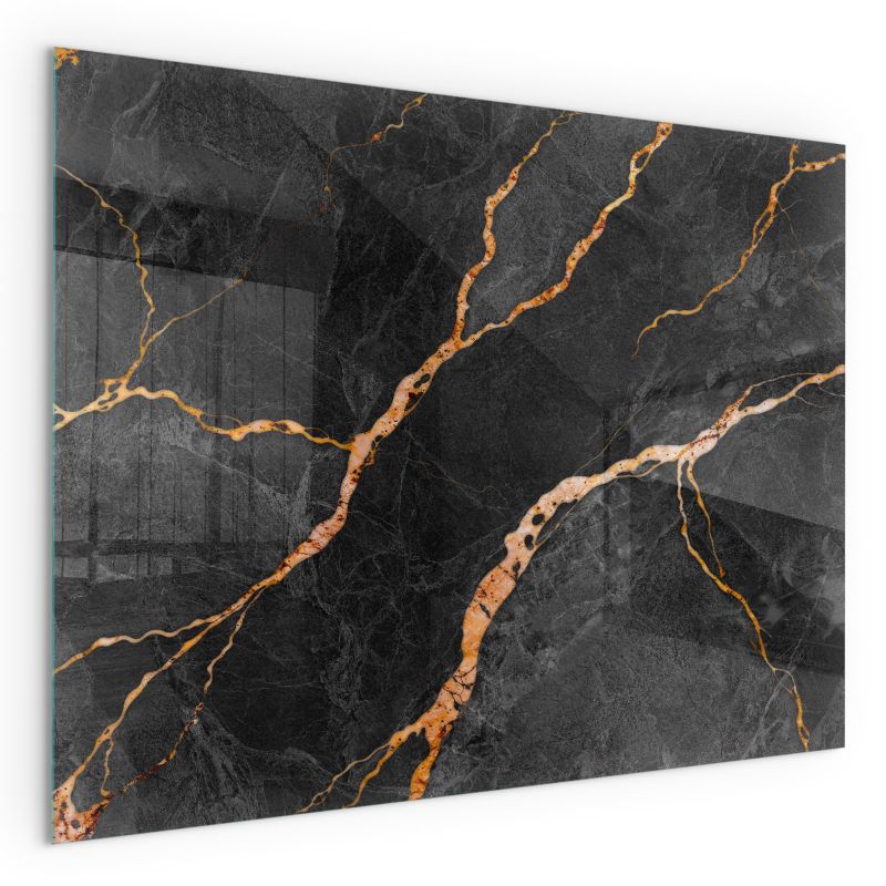 Glasgulvplade til Pejs 80x60 cm Marmorlook