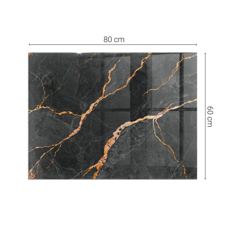 Glasgulvplade til Pejs 80x60 cm Marmorlook