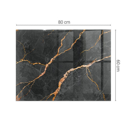 Glasgulvplade til Pejs 80x60 cm Marmorlook