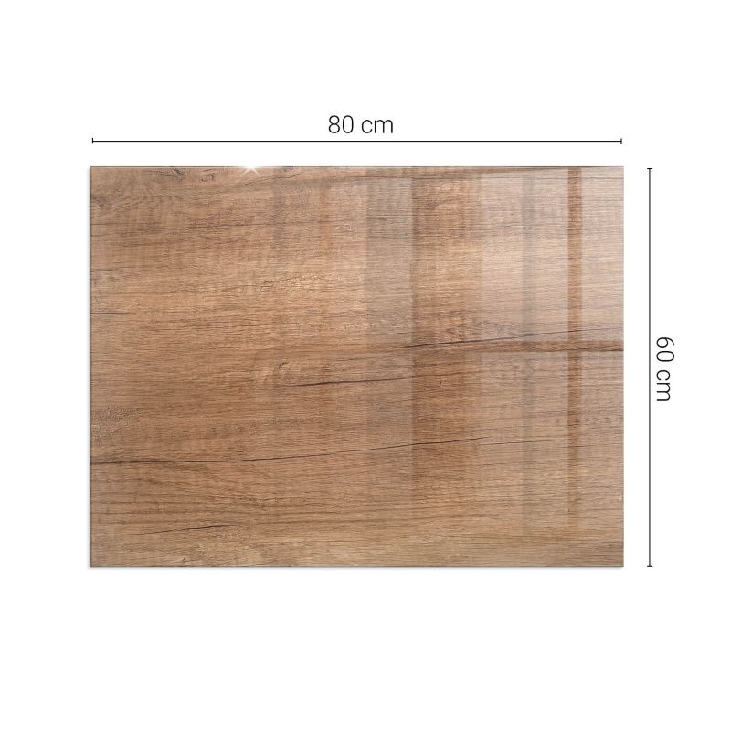 Glasgulvplade til Pejs Rektangulær 80x60 cm Træstruktur | 4070095808696