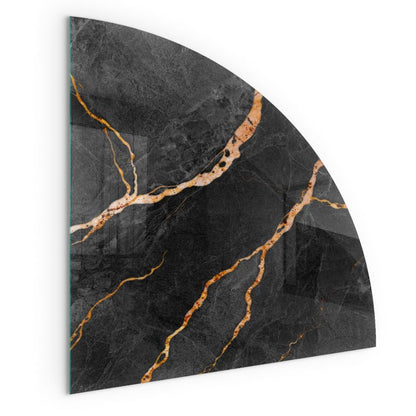 Glasgulvplade Kvart Cirkel 100x100 cm Marmormønster