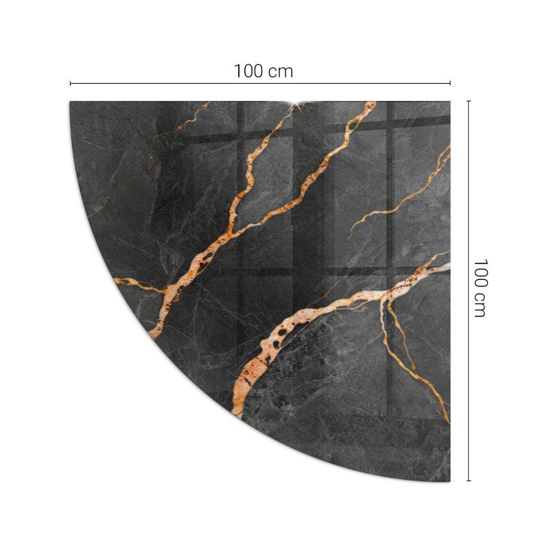 Glasgulvplade Kvart Cirkel 100x100 cm Marmormønster