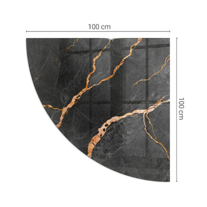 Glasgulvplade Kvart Cirkel 100x100 cm Marmormønster